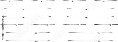 かわいい手書きの下線ふきだしセット　黒　白黒 Hand Drawn Speech Bubble Images black