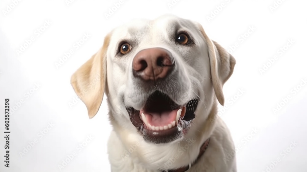 Labrador retriever dog portrait on white background.Generative Ai Labrador retriever dog portrait on white background.Generative Ai