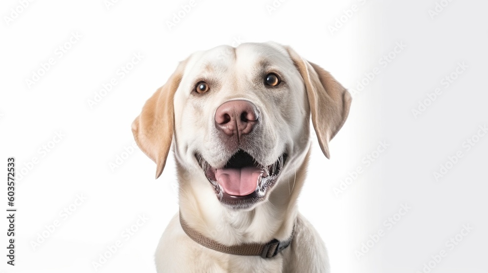 Labrador retriever dog portrait on white background.Generative Ai Labrador retriever dog portrait on white background.Generative Ai