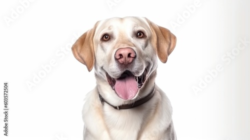 Labrador retriever dog portrait on white background.Generative Ai