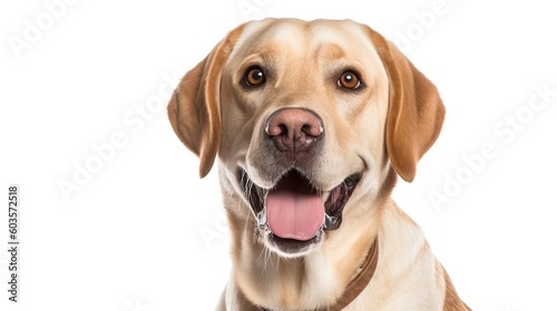 Labrador retriever dog portrait on white background.Generative Ai