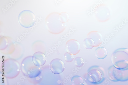 Beautiful Transparent Colorful Soap Bubbles Background. Soap Sud Bubbles Water. 