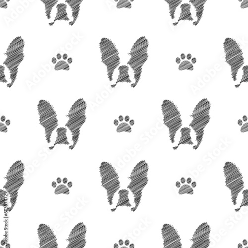 French bulldog scribble seamless vector pattern