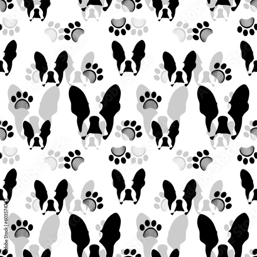 French bulldog seamless vector pattern