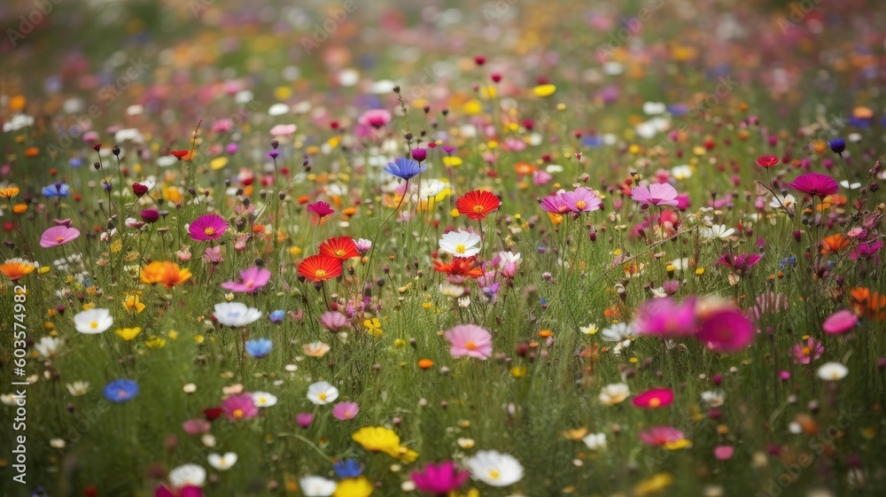flower meadow in spring , Generative AI