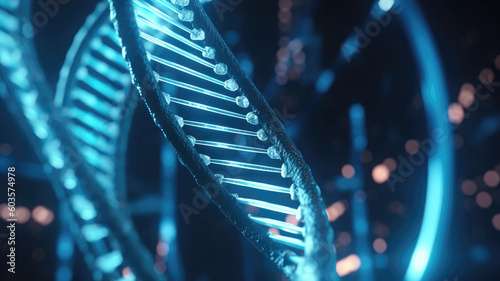 blue future DNA helix , The Concept molecular biology and biotechnology, Deoxyribonucleic acid genomes , Generative AI