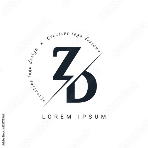 ZD Letter Logo Design with a Creative Cut. Creative logo design