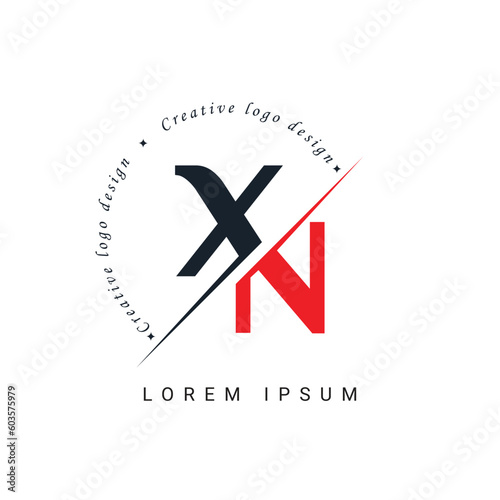  XN Letter Logo Design with a Creative Cut. Creative logo design photo