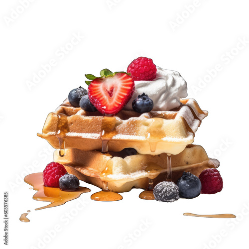 a waffle with fruits