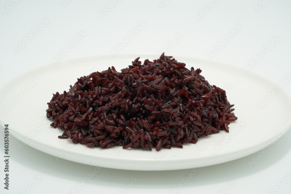 Rice red in bowl isolated on white background / Asian food cooked Rice red in bowl isolated on white background / Asian food cooked