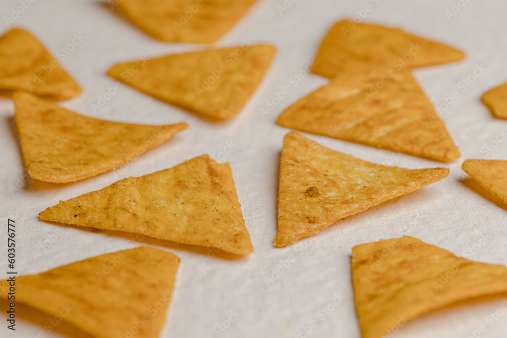 Mexican nachos chips, isolated on white background Mexican nachos chips, isolated on white background