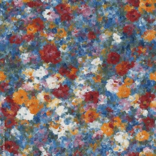 Flowers abstract illustration, seamless pattern. Created by a stable diffusion neural network. © homeworlds