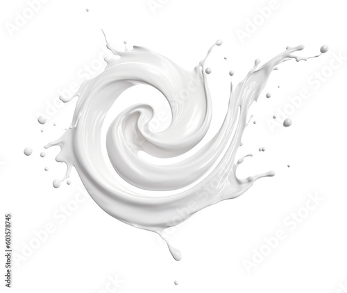 Milk swirl splash. Ai. Cutout on transparent 