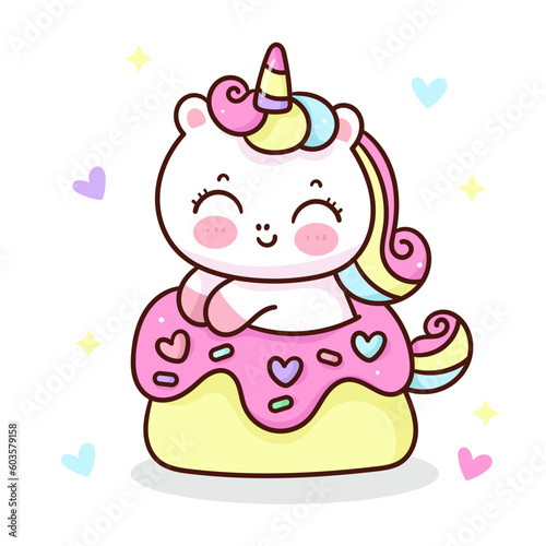 Baby unicorn in cupcake cartoon