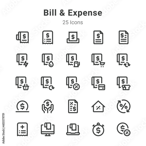 Bill and expense icons collection