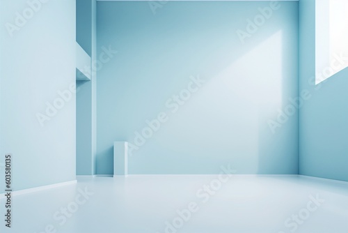 modern indoor interior wall blank room minimal light stage background mockup floor. Generative AI.