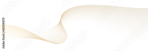 Abstract vector wavy lines flowing smooth curve gold gradient color on transparent background in concept of luxury, technology, science, music, modern.