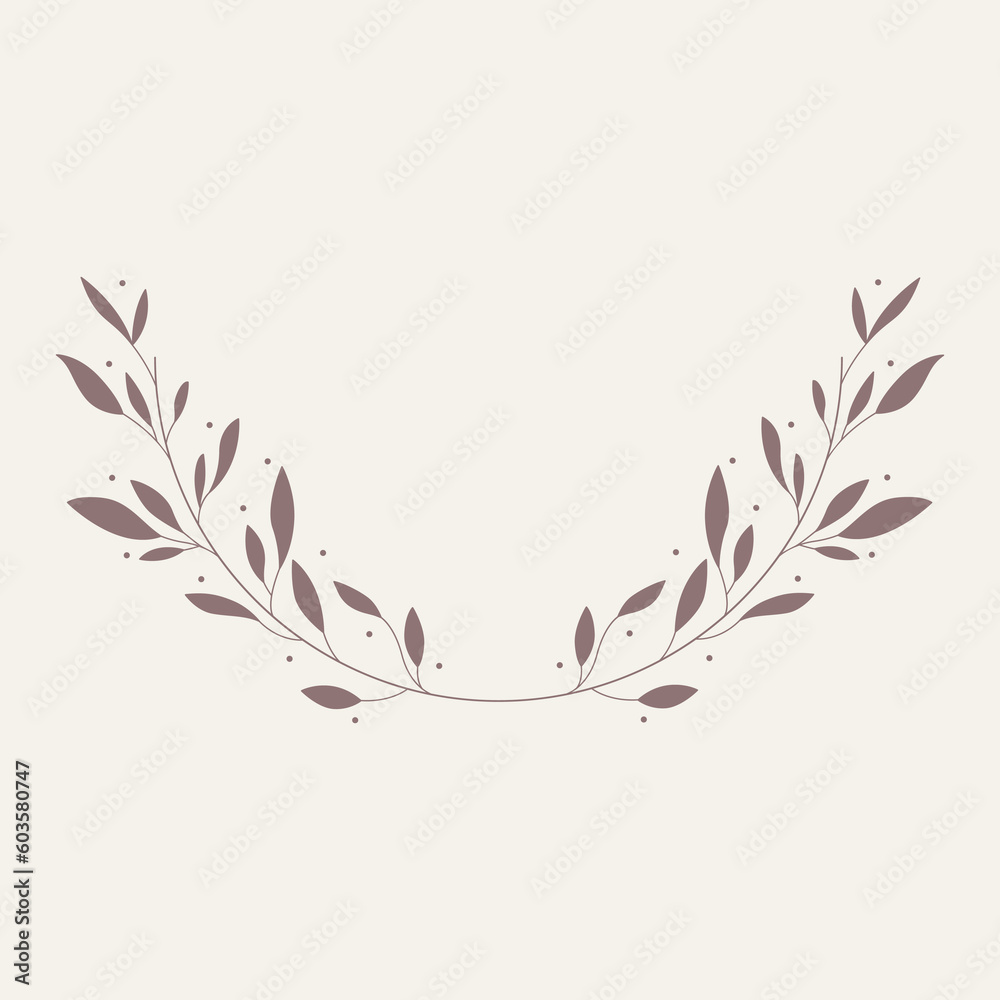 Leaf and Branch Frame hand drawn style. 
Leaf brown and white frame of twigs leaves. 
Frames for the Valentine’s Day, wedding decor, logo and identity template.