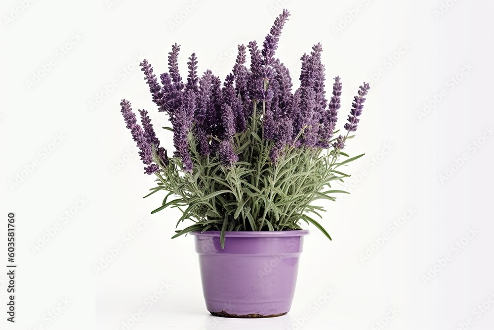 Obraz premium Beautiful Purple Flower Plant in Isolation on a White Background. Generative AI illustrations.