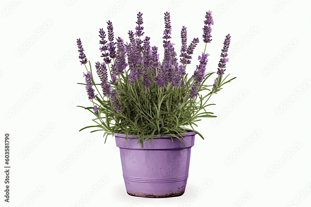 Obraz premium Beautiful Purple Flower Plant in Isolation on a White Background. Generative AI illustrations.