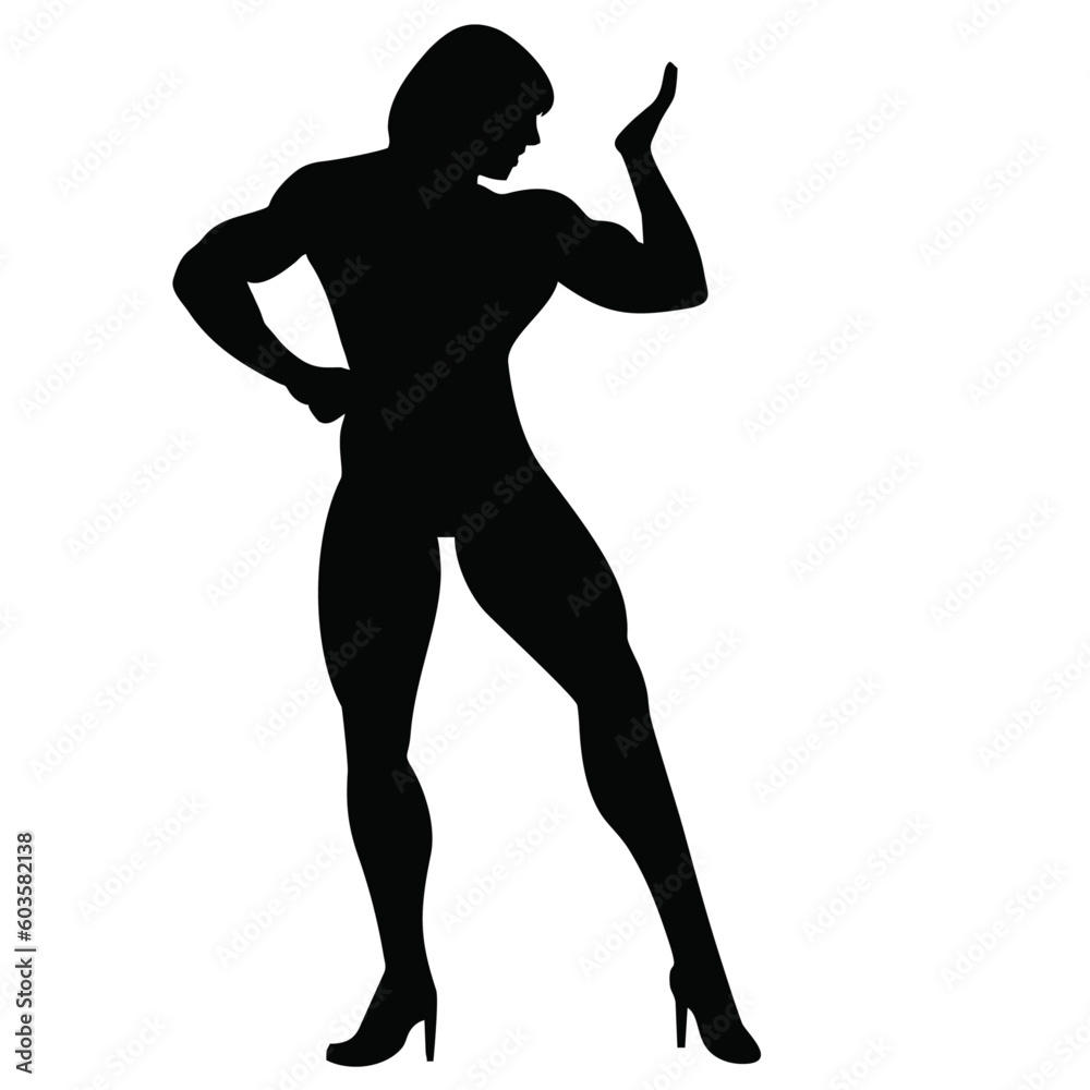 Silhouette of female bodybuilder Silhouette of female bodybuilder