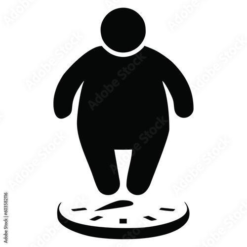 Person with obesity problem on a scale to weigh themselves