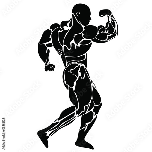 Silhouette of  bodybuilder