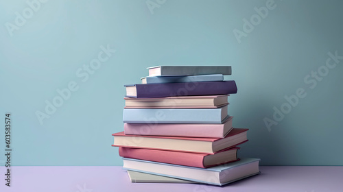 Stack of books. Copy space. Generative AI.