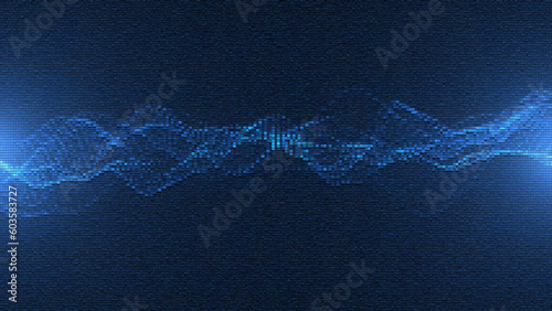 colorful blue glowing wave lines with motion dots. Concept connection big data. futuristic technology backdrop.