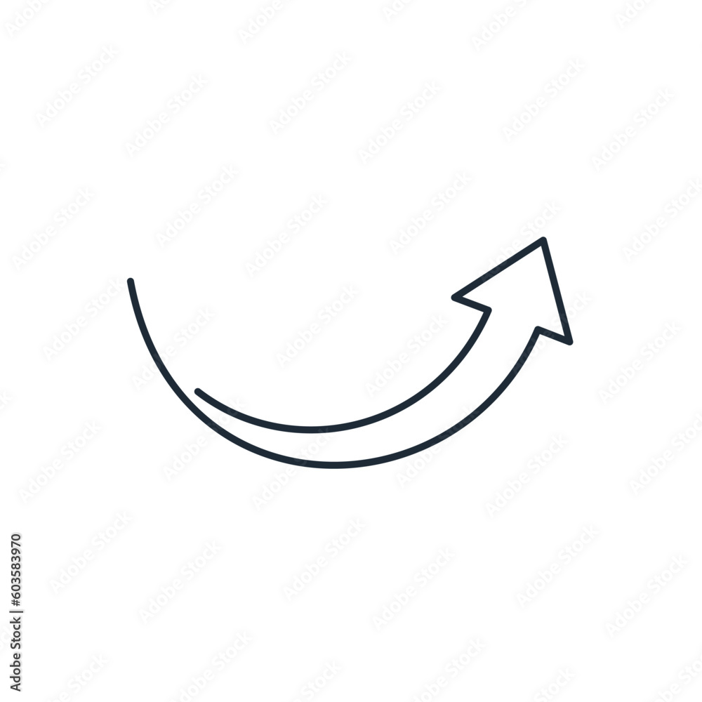 Arrow curve  logo template. Vector linear icon illustration isolated on white background.