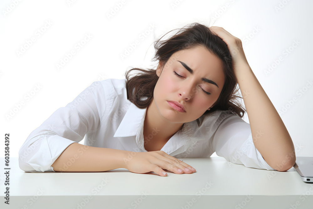 Office worker tired from overworking, Generative AI Office worker tired from overworking, Generative AI