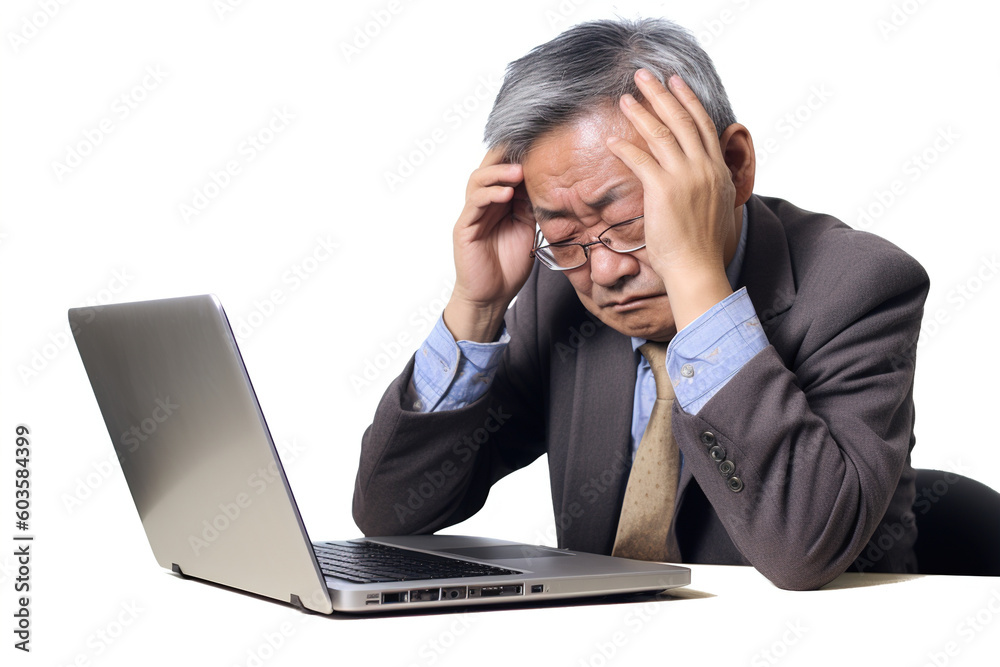 Office worker tired from overworking, Generative AI Office worker tired from overworking, Generative AI