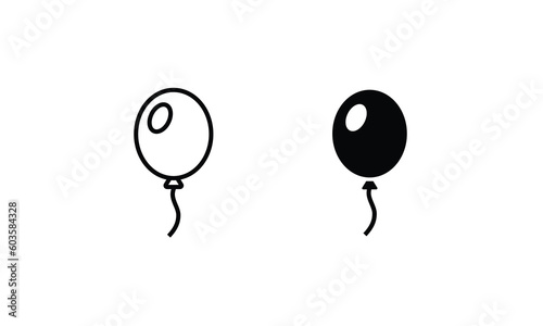 Balloon icon line and flat birthday baloon sign. Celebration, internet concept. ballon icon vector symbol logo illustration line editable stroke flat design style isolated on white