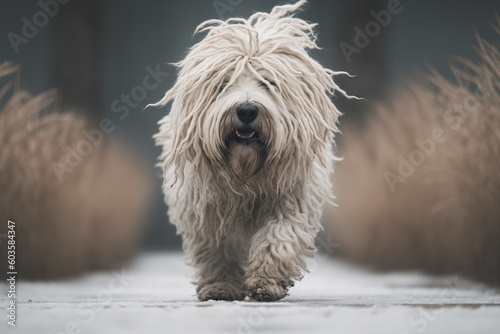 Running komondor dog, Generative AI photo