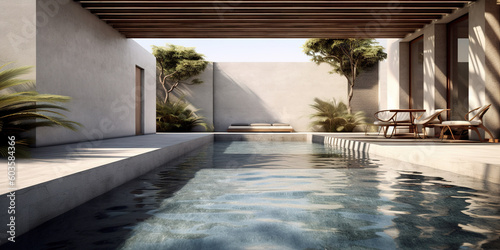 Luxury villa with private swimming pool, Generative AI