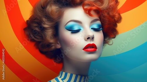 Retro style fashion make-up. Generative AI