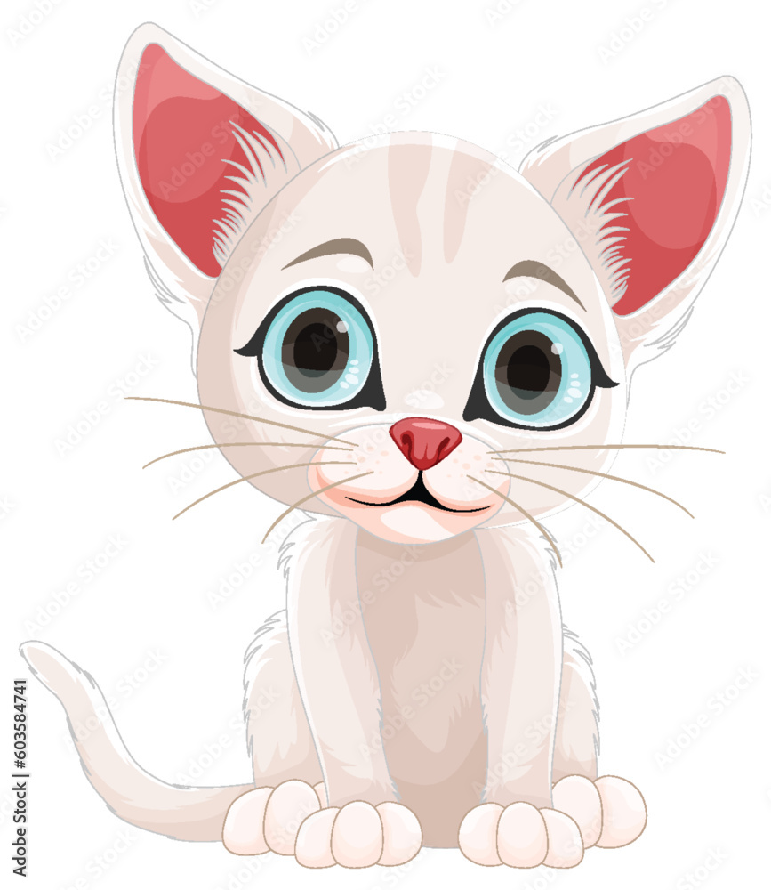 Cute White Kitten in Sitting Pose Cute White Kitten in Sitting Pose