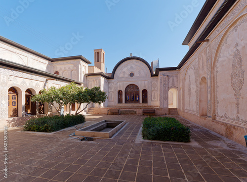 View of the beautiful courtyard of the Tabatabaei Historical House in Kashan  Iran