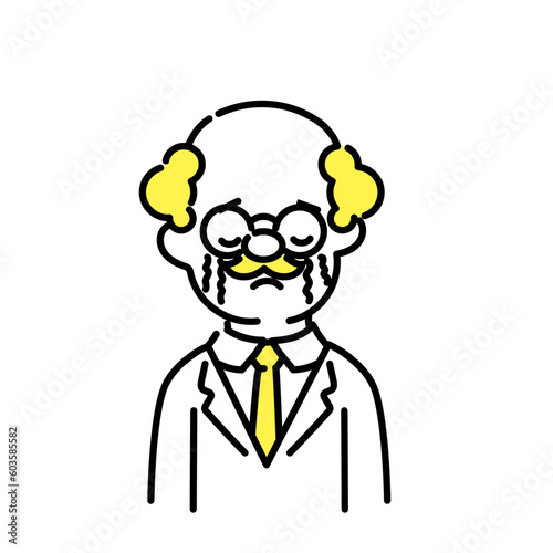 かわいい人物のイラストシリーズ _ 博士_シニア _ 泣く