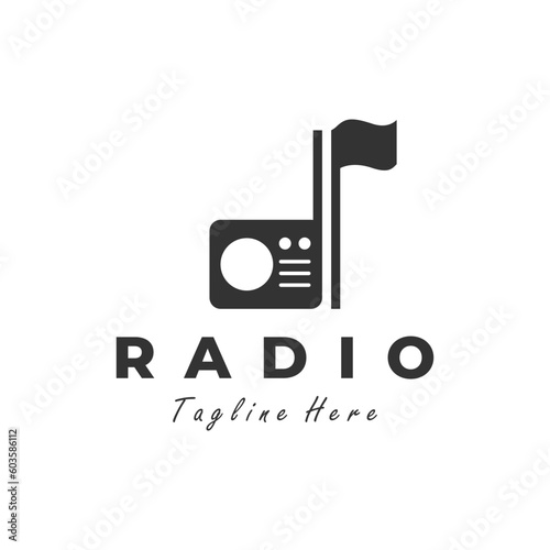flag radio vector illustration logo design