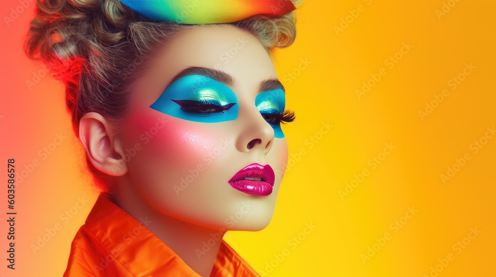 Retro style creative fashion make-up. Generative AI Retro style creative fashion make-up. Generative AI