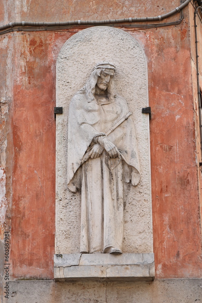 Saint Francis of Assisi Relief on a Wall in Trastevere, Rome, Italy