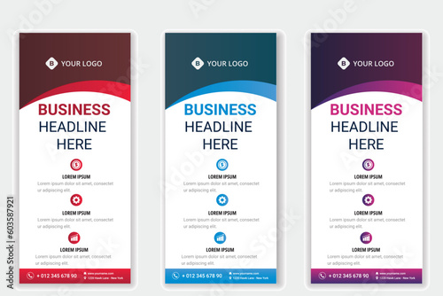 Modern business rack card or dl flyer x stand banner design templates