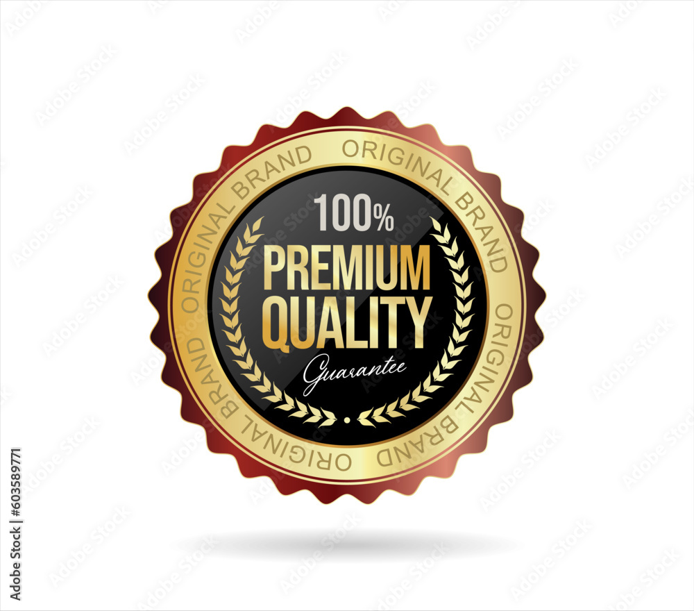 Best Quality golden badge isolated on white background Best Quality golden badge isolated on white background