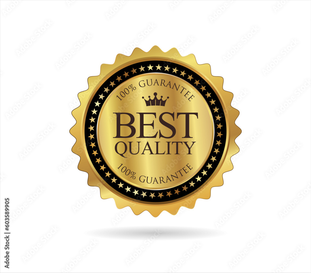 Best Quality golden badge isolated on white background Best Quality golden badge isolated on white background