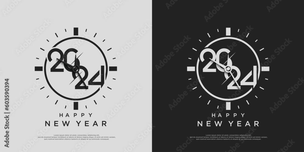 happy new year 2023 with black and white numbers.