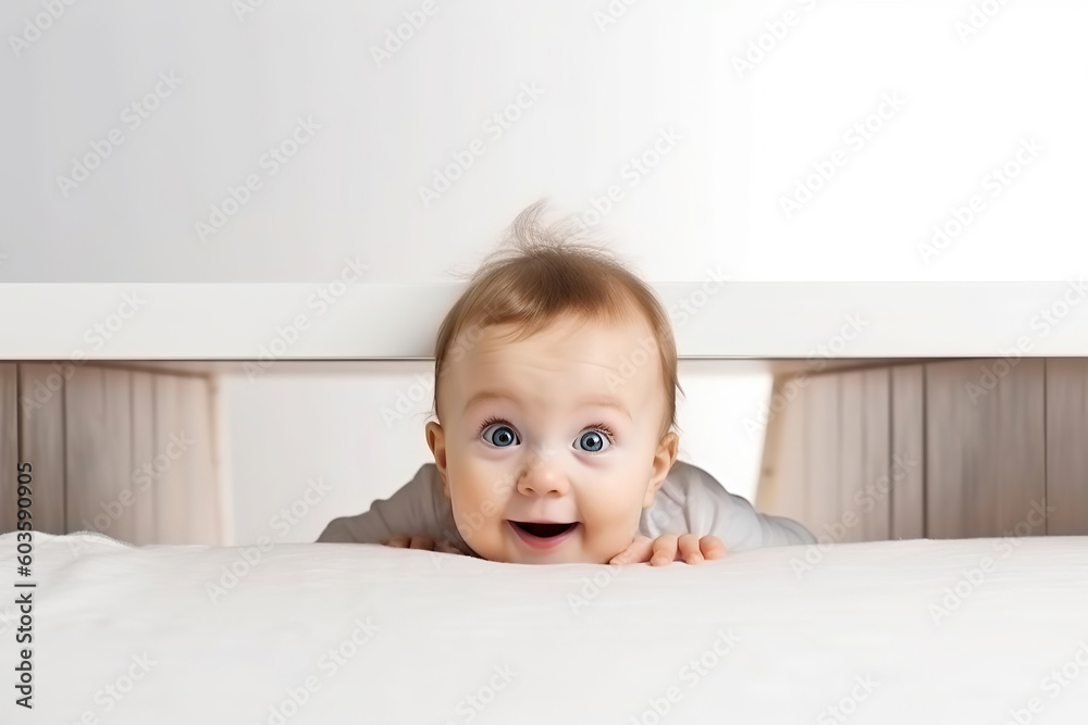 Portrait of happy cute baby, generative ai. Portrait of happy cute baby, generative ai.