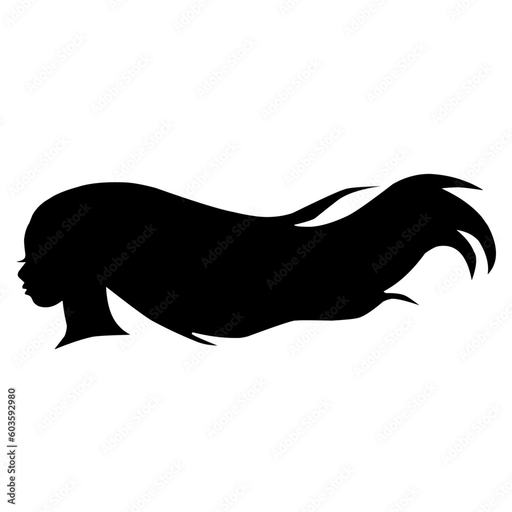 Profile Silhouette Of Girl With Flying Hair Profile Silhouette Of Girl With Flying Hair