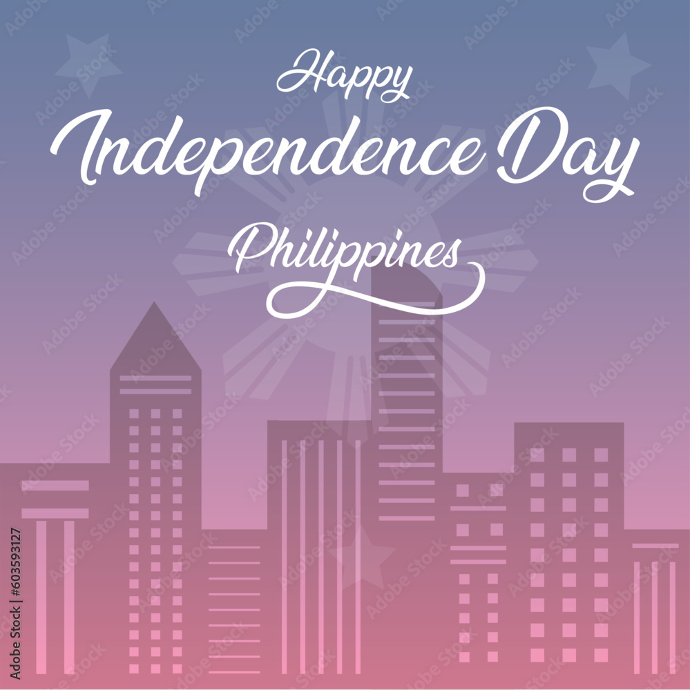 Philippines Independence Day Vector Illustration Hand Drawn creative with Flag Symbol 