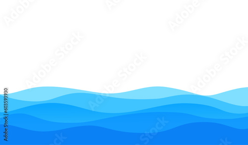 Blue Wave Water Element Vector Background Curve Border Frame Wallpaper Presentation Education Business Design Ocean Sea Layers Overlap Gradient Flat Normal Simple